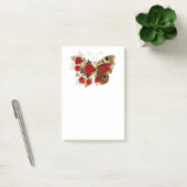 Rode bloem vlinder met rode rozen post-it® notes (Kantoor)