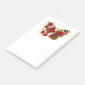 Rode bloem vlinder met rode rozen post-it® notes (Schuin)