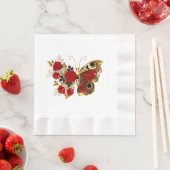 Rode bloem vlinder met rode rozen servet (Insitu)