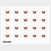 Rode bloem vlinder met rode rozen ster sticker (Vel)