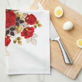 Rode bloem vlinder met rode rozen theedoek (Quarter Fold)