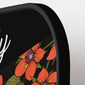 Rode bloem waterverf aangepaste naam pickleball paddle (Links Detail)