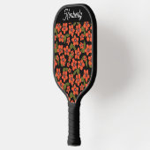 Rode bloem waterverf aangepaste naam pickleball paddle (Links)