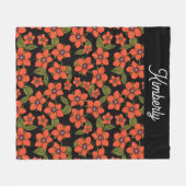 Rode bloem waterverf naam fleece deken (Voorkant (Horizontaal))