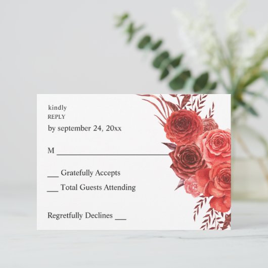 Rode bloem zonder maaltijd RSVP 2 (Staand voorkant)