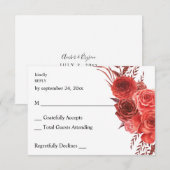 Rode bloem zonder maaltijd RSVP 2 Kaartje (Voorkant / Achterkant)