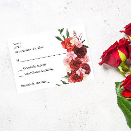 Rode bloem zonder maaltijd RSVP Kaartje