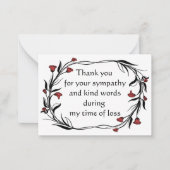 Rode Bloem Zwart Blad Dank u kaart Notitiekaartje (Voorkant)