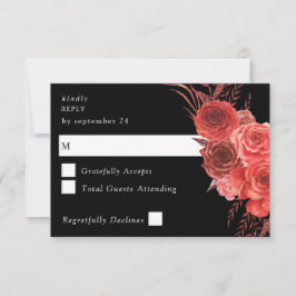 Rode Bloem Zwart geen maaltijd RSVP 2 Kaartje