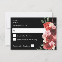 Rode Bloem Zwarte geen maaltijd RSVP Kaartje