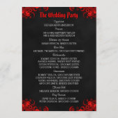 Rode Bloem Zwarte Schoolbord Gotisch Huwelijksprog Programmakaart (Achterkant)