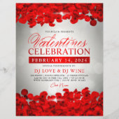 Rode Bloemblaadjes & Rozen Valentijnsdag Evenement Flyer (Voorkant)