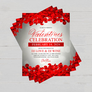 Rode Bloemblaadjes & Rozen Valentijnsdag Evenement Flyer