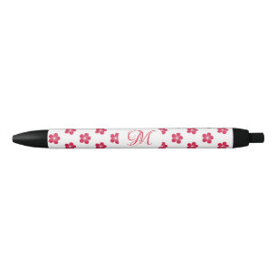 Rode Bloembladen Zwarte Inkt Pen