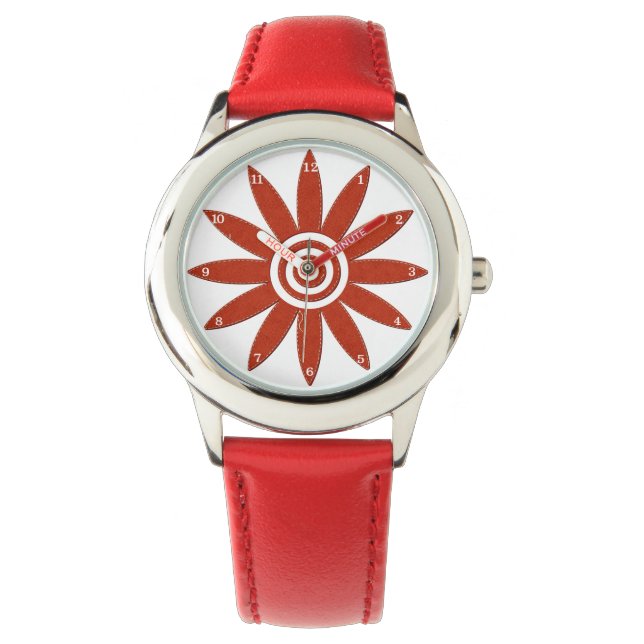 Rode bloembladeren Verse bloemenbloesem Horloge (Voorkant)