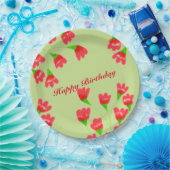 Rode Bloemen 9 Inch Papier Borden Papieren Bordje (Feest)