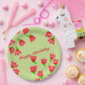 Rode Bloemen 9 Inch Papier Borden Papieren Bordje (Feest)