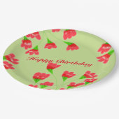 Rode Bloemen 9 Inch Papier Borden Papieren Bordje (Gekanteld)