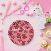 Rode bloemen aangepaste tekst papieren bordje (Feest)