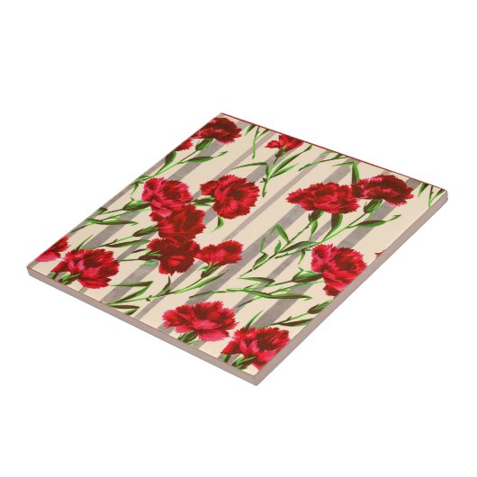 rode bloemen afdrukken tegeltje (Zijkant)