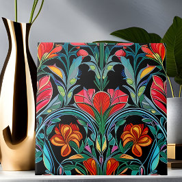 Rode bloemen Art Deco Art Nouveau Tegeltje