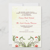 Rode Bloemen  Art Nouveau bruiloft Uitnodigen Kaart (Voorkant)