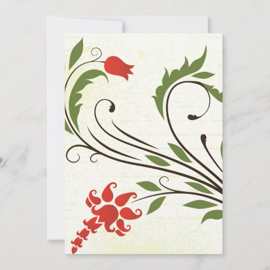 Rode Bloemen  Art Nouveau bruiloft Uitnodigen Kaart (Achterkant)