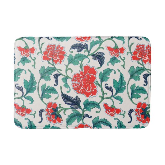 Rode bloemen badmat (Voorkant)