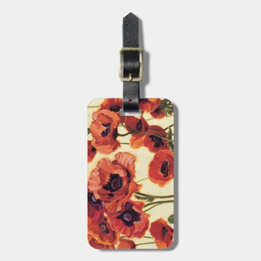 Rode bloemen bagagelabel (Voorkant verticaal)