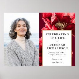 Rode Bloemen Begrafenis Viering van het Leven Foto Poster