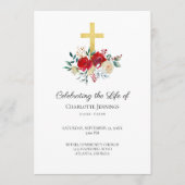 Rode Bloemen Begrafenis Viering van het leven Programmakaart (Voorkant)