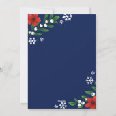 Rode Bloemen Bessen Sneeuwvlokken Prettige Feestda Feestdagenkaart (Achterkant)