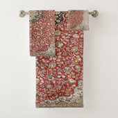 Rode bloemen bloem Perzisch Turks patroon elegant Bad Handdoek (Insitu)