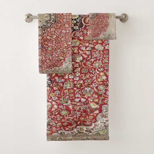 Rode bloemen bloem Perzisch Turks patroon elegant Bad Handdoek (Insitu)