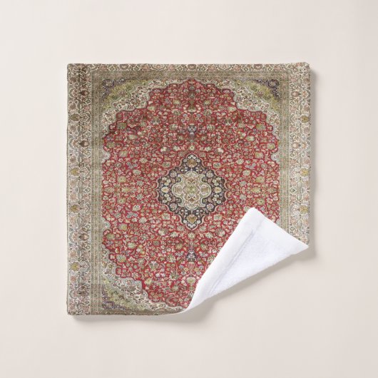 Rode bloemen bloem Perzisch Turks patroon elegant Bad Handdoek (Wasdoekje)