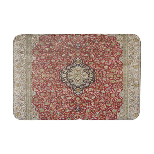 Rode bloemen bloem Perzisch Turks patroon elegant Badmat (Voorkant)