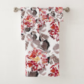 Rode bloemen, bloem, retro, rood en wit bad handdoek (Insitu)