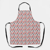 Rode bloemen, bloem, retro, rood en wit schort (Voorkant)
