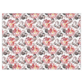 Rode bloemen, bloem, retro, rood en wit tafelkleed (Voorkant (Horizontaal))