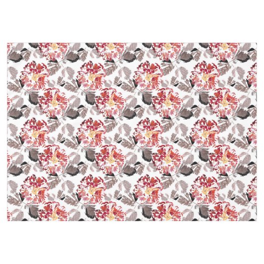 Rode bloemen, bloem, retro, rood en wit tafelkleed (Voorkant (Horizontaal))