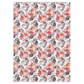 Rode bloemen, bloem, retro, rood en wit tafelkleed (Voorkant)