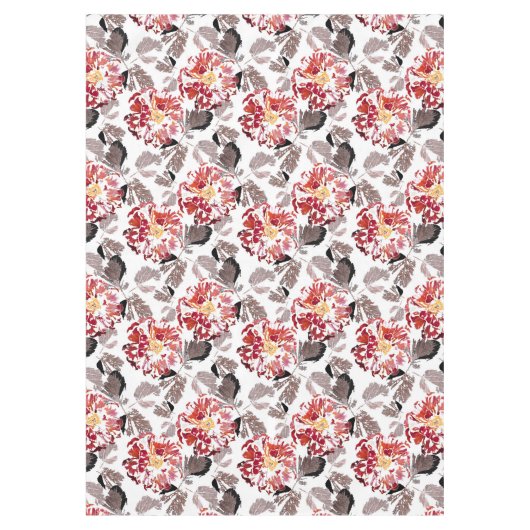 Rode bloemen, bloem, retro, rood en wit tafelkleed (Voorkant)