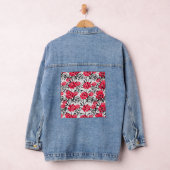 Rode Bloemen Bloemen Illustratie Patroon Ontwerp Denim Jacket (Hangar)