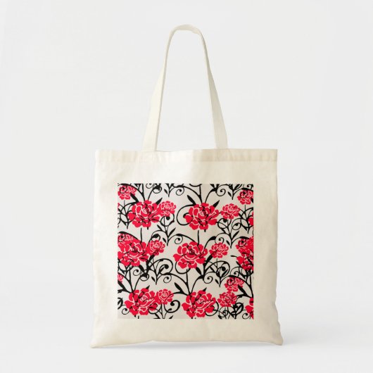 Rode Bloemen Bloemen Illustratie Patroon Ontwerp Tote Bag (Voorkant)