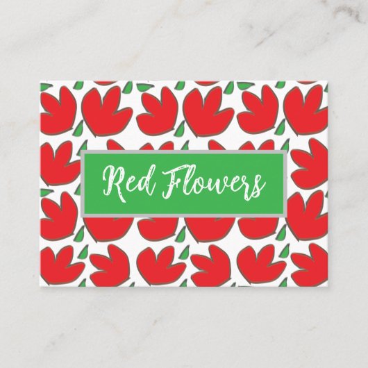 Rode bloemen Bloemen Visitekaartje (Voorkant)
