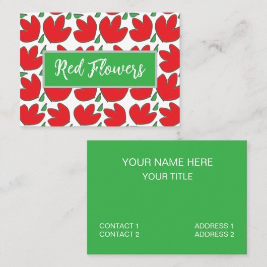 Rode bloemen Bloemen Visitekaartje (Voorkant / Achterkant)