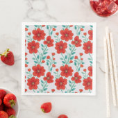 Rode Bloemen Bloemend Naadloos Patroon Servet (Insitu)