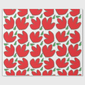 Rode Bloemen Bloemmotief Cadeaupapier (Vlak)