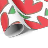 Rode Bloemen Bloemmotief Cadeaupapier (Rol Hoek)