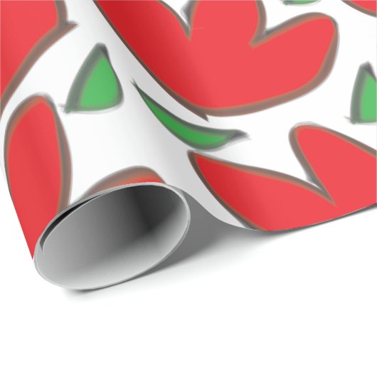 Rode Bloemen Bloempatroon   Cadeaupapier (Rol Hoek)